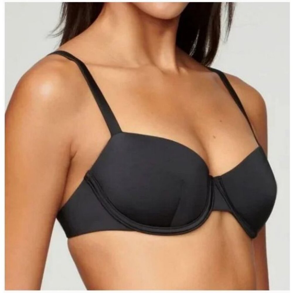 NWT CUUP The Balconette Swim Bikini Top Black 20 / 36F / 36E